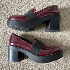 Patent chunky platform loafers